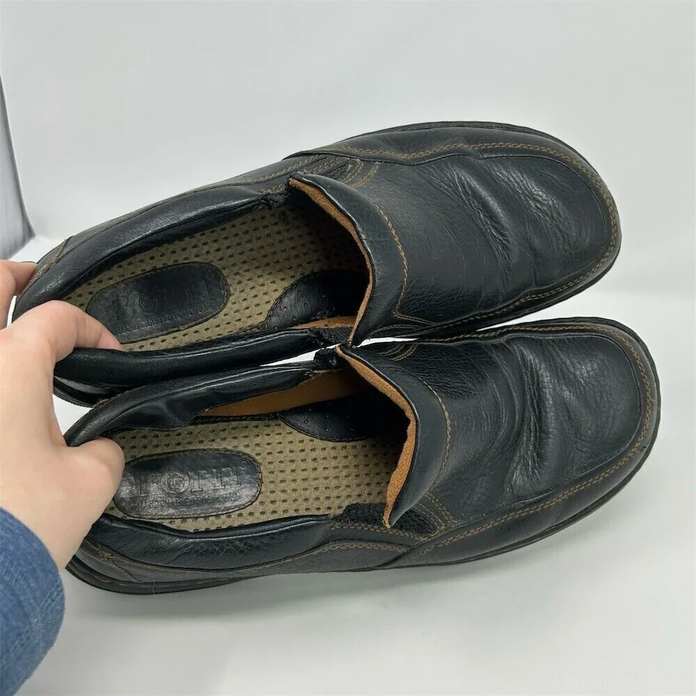 Born Men's Loafers Black Leather Slip-On Comfort Shoes Size 12 EU 43 Casual